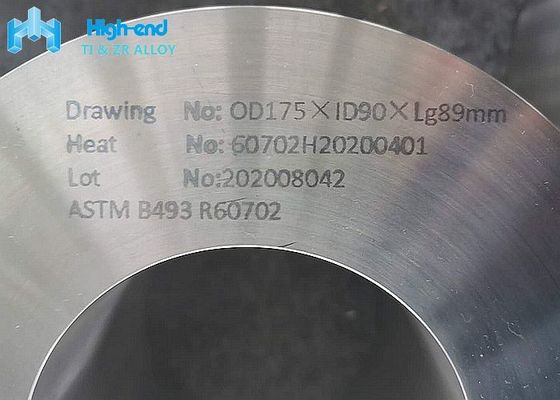 R60702 Zirkonyum Dövme Yüzük ASTM B493 Dikişsiz Haddelenmiş Yüzük Dövme